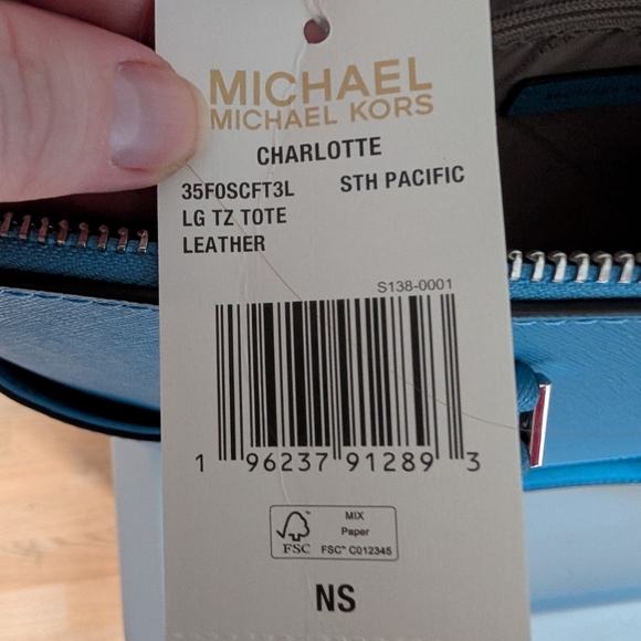 Michael Kors Charlotte Large Top Zip Shoulder Tote Bag Sth Pacific (NWT) - Picture 2 of 8